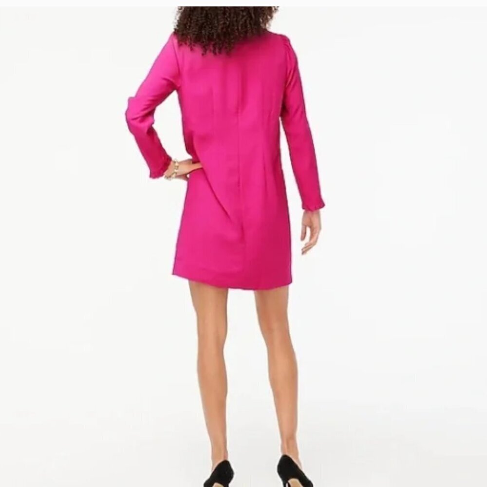 J. Crew Fuchsia Ruffleneck Shift Dress size 6 - Picture 4 of 12